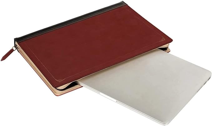 MOSISO Compatible with MacBook Air 15 inch 2025 2024 2023 M4 M3 M2/Pro 15 inch Case A1990 A1707 2019-2016, PU Leather Laptop Sleeve Vintage Retro Zippered Portfolio Protective Case Cover, Wine Red