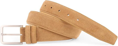 Men's Belt Casual Genuine Leather Suede Belts for Men 1 3/8" Wide Elegant Golf Dress Belt
