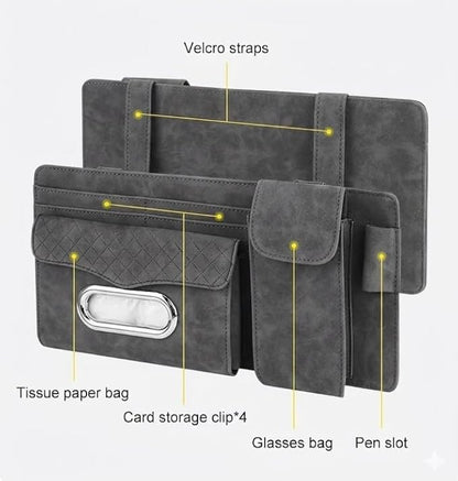 Multifunctional Car Visor Organizer (Suede leather - Gray)