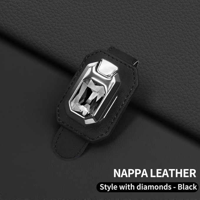 Sunglass Holder for Car Visor, Faux Leather Eyeglass Holder Clip for Car Sun Visor Organizer, Universal One Handed Operation Sun Glass Hanger, Car Interior Accessories for Women Man