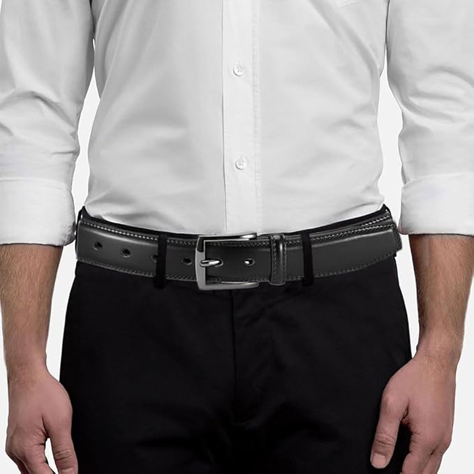 DOOPAI Mens Dress Belt - Genuine Leather Dress Belts For Men,Casual Suit Jeans Belt-Single Prong Buckle black belt