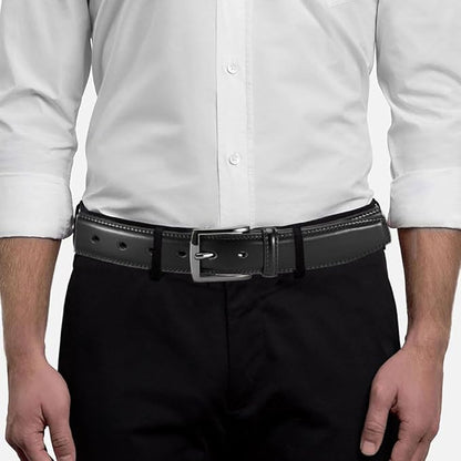 DOOPAI Mens Dress Belt - Genuine Leather Dress Belts For Men,Casual Suit Jeans Belt-Single Prong Buckle black belt