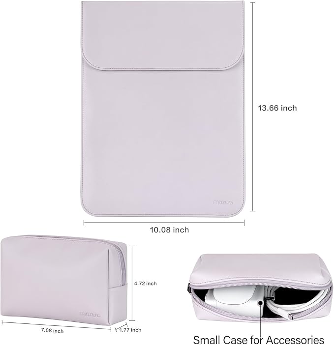 MOSISO Laptop Case 13.3 inch, 13-13.3 inch Laptop Sleeve Compatible with MacBook Neo 13 A18 Pro A3404 /Air 13/Pro 13/Pro 14 M5 M4 M3 M2 M1, Faux Suede Leather Case with Small Bag, Dusty Lilac