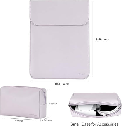 MOSISO Laptop Case 13.3 inch, 13-13.3 inch Laptop Sleeve Compatible with MacBook Neo 13 A18 Pro A3404 /Air 13/Pro 13/Pro 14 M5 M4 M3 M2 M1, Faux Suede Leather Case with Small Bag, Dusty Lilac
