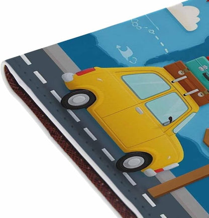 I Love to Travel Passport Holder for Travel Car Carries Luggage to Different Countries PU Leather Passport Cover Wallet Cute Passport Card Holder for Women and Men