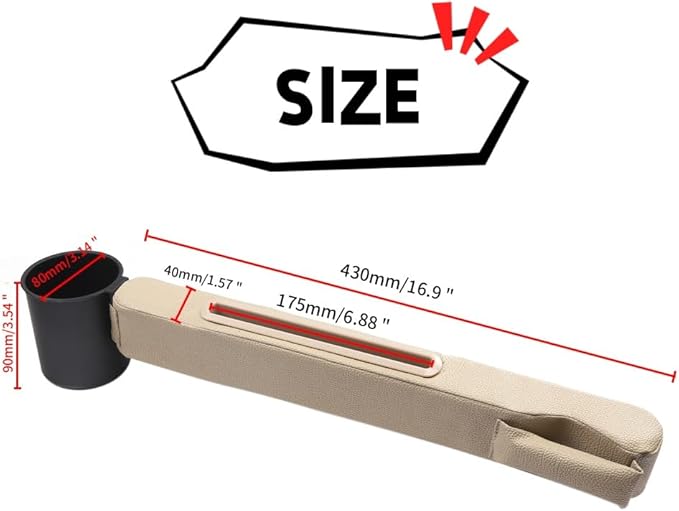 Car Seat Gap Filler 2 Pack,Car Seat Gap Filler Organizer,Car Seat Gap Plug with Storage Slot,3 in 1 Car Seat Gap Filler with Cup Holder,Prevent Small Items from Falling(Black)