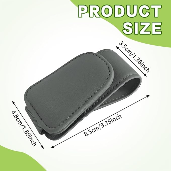 Sunglass Holder for Car, Sunglasses Clip for Car Visor, Magnetic Leather Vehicle Eyeglass Hanger Clip, Auto Ticket Card Glasses Organizer Clamp Accessories for SUV Sedan (Gray)