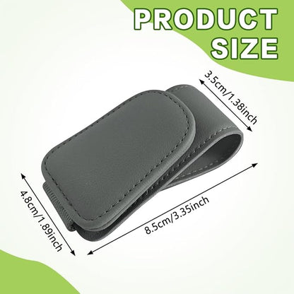 Sunglass Holder for Car, Sunglasses Clip for Car Visor, Magnetic Leather Vehicle Eyeglass Hanger Clip, Auto Ticket Card Glasses Organizer Clamp Accessories for SUV Sedan (Gray)
