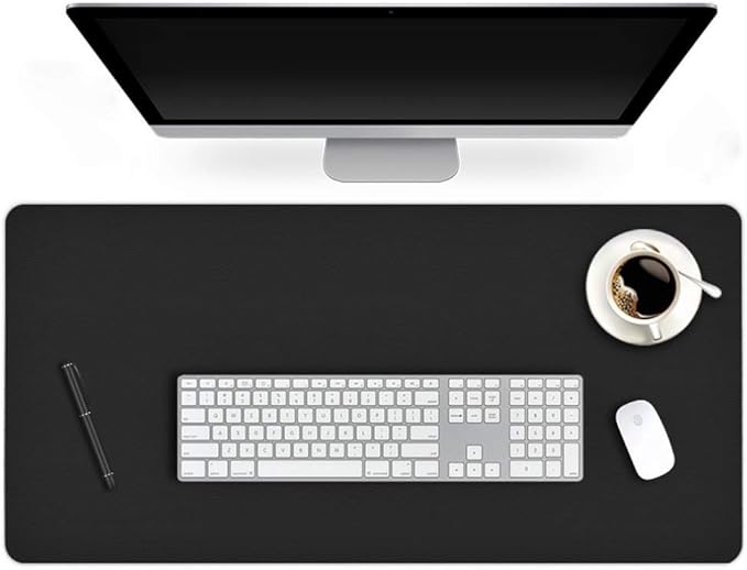 Desk Protector Blotter Pad on Top of Desks PU Leather Office Desk Writing Mat Computer Laptop Gaming Under Keyboard Mouse Pad Desk Decor Accessories Organizer for Women Men Kids Black 16 X 32 Inches