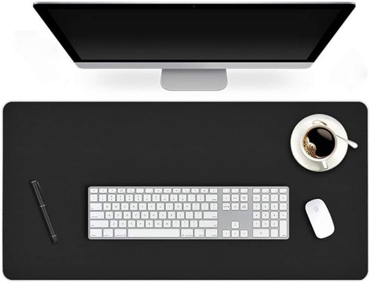 24 X 48 Inch Desk Blotter Pad on Top of Desks Waterproof PU Leather Mouse Pad Desk Writing Mat For Home Office Large Laptop Computer Gaming Under Keyboard Pad Desk Accessories for Women Men Kids Black