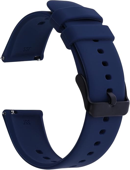 TIESOME Silicone Watch Bands, Quick Release Waterproof Soft Rubber Replacement Straps with Silver Plated Stainless Steel Buckle Compatible with Sport Watch for Men Women