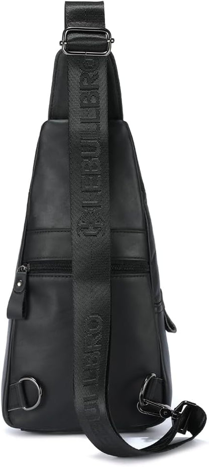 Sling Bag for Men Genuine Leather Chest Bag Crossbody Backpack Travel Hiking Outdoor Sports