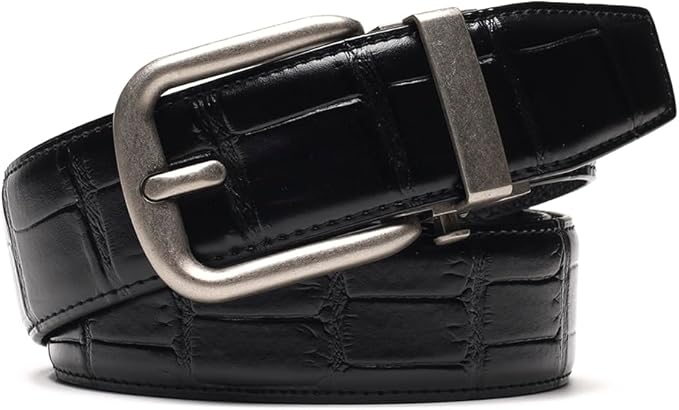 Fabio Valenti Men's Genuine Leather Ratchet Dress Belt with Automatic Buckle, Adjustiable Sizes, Handmade, All leather Strap
