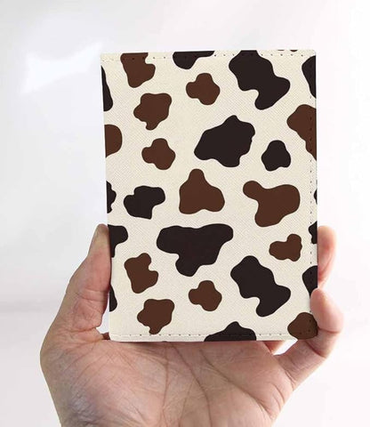 Cow Pattern Passport Holder for Travel Wildlife Fur Skin PU Leather Passport Cover Wallet Cute Passport Card Holder for Women and Men