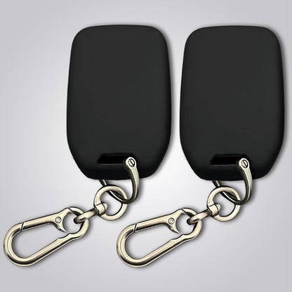 Autobase Silicone Chevrolet Key Fob Cover 2Pc 2023 2022 2021 2020 2019 GMC Sierra Chevy Silverado 1500 2500HD 3500HD, 5 Button Remote Protector Chevy Key Fob Cover Protective Shell Replacement (Black)