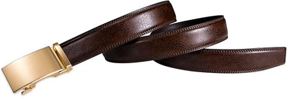 Dubulle Designer Mens Belts, Sliding Automatic Buckle Ratchet Dress Belt TOP Genuine Leather Strap Gifts