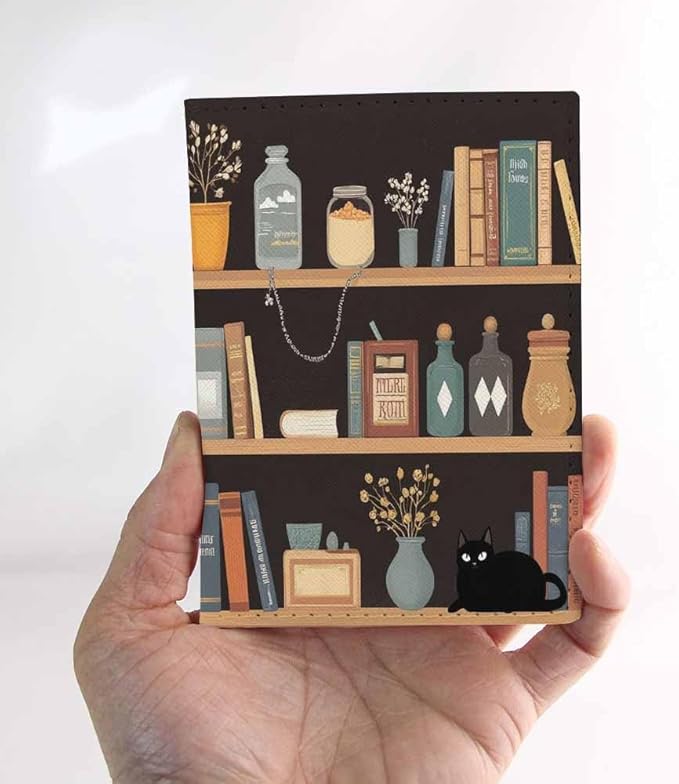 Vintage Books Passport Holder for Travel Old Mysterious Library Retro Things PU Leather Passport Cover Wallet Cute Passport Card Holder for Women and Men