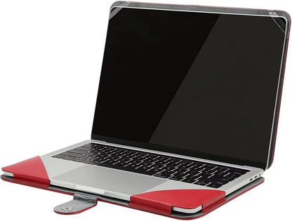 MOSISO Case Compatible with MacBook Air 13.6 inch M4 M3 M2 2025-2022 /Air 13 M1 2022-2018 /Pro 13 inch M2 M1 2025-2016, PU Leather Portfolio Protective Stand Cover, Red