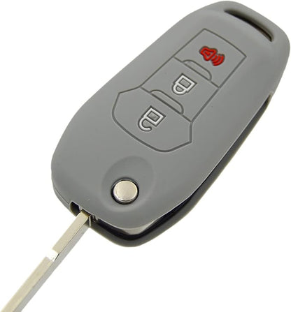 Silicone Key Fob Cover Remote Protector for Ford F150 F250 F350 F450 F550 Raptor Ranger Transit Fusion Bronco EcoSport Escape Explorer Expedition Lightning Maverick XLT (Flip Key)