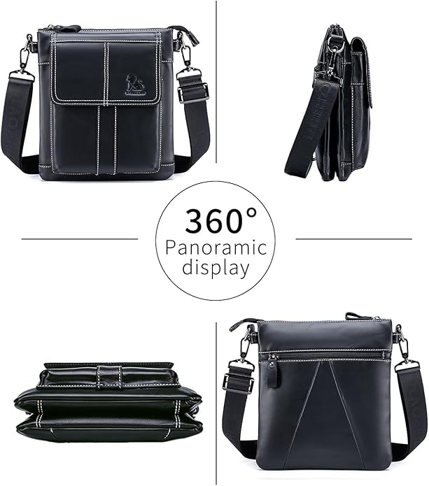 Men's Genuine Leather Crossbody Bag - Spacious & Functional & Durable Daily Use