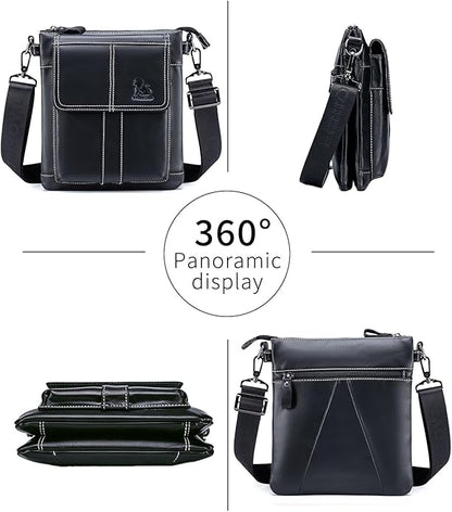 Men's Genuine Leather Crossbody Bag - Spacious & Functional & Durable Daily Use
