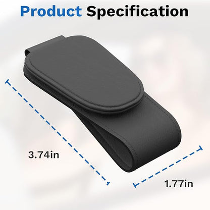 BFXM Sunglass Holder for Car, Sunglasses Holder Eyeglass Hanger Clip Magnetic Leather for Car Visor, Cars Sun Visor Ticket Card Clip, Car Visor Accessories(Black)