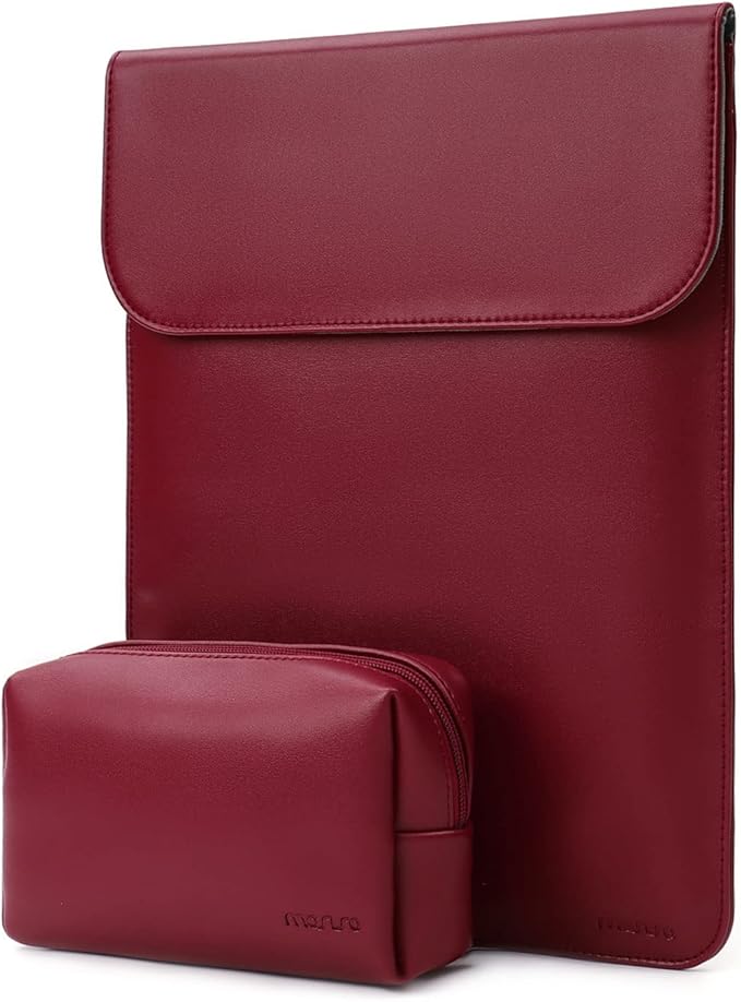 MOSISO Laptop Case 13.3 inch, 13-13.3 inch Laptop Sleeve Compatible with MacBook Neo 13 A18 Pro A3404 /Air 13/Pro 13/Pro 14 M5 M4 M3 M2 M1, Faux Suede Leather Case with Small Bag, Wine Red