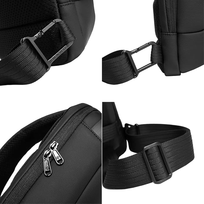 Hebetag Leather Sling Bag Crossbody Backpack for Men Women Travel Outdoor Camping