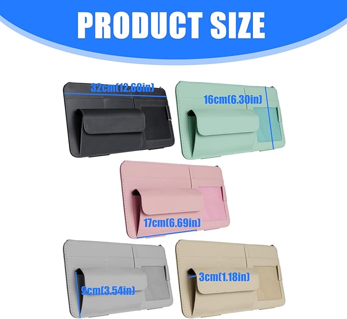 Car Sunvisor Organizers Feature Build in Sunglasses Holder and Card Slots for Document Storage Leather Materials Easy in