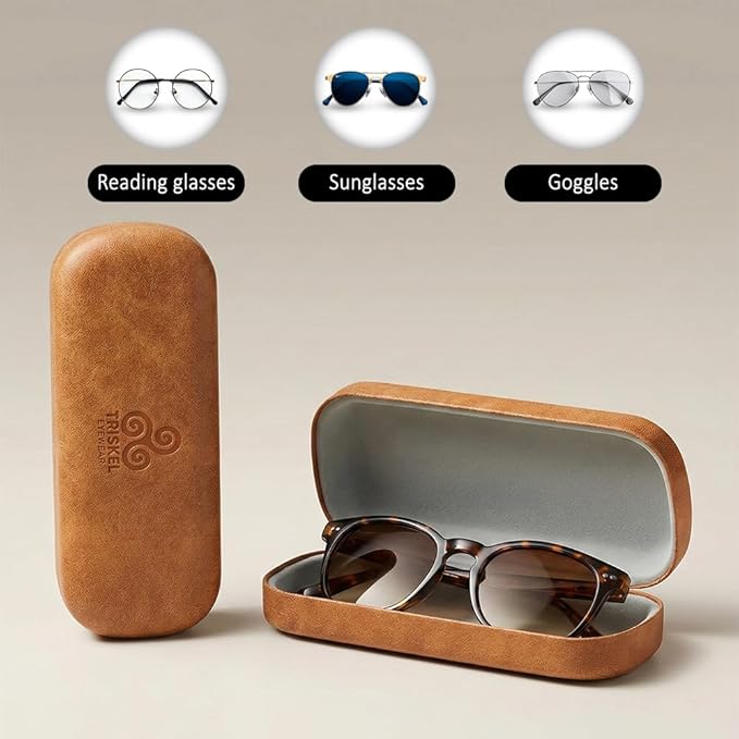 Rounded Rectangle Glasses Case – Hard Shell PU Leather Eyewear Case with Soft Lining & Magnetic Closure