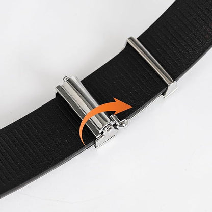 Aurolran Men&Womens Leather Dress Belt Business Automatic Buckle Belt Color-Black Silver Gold
