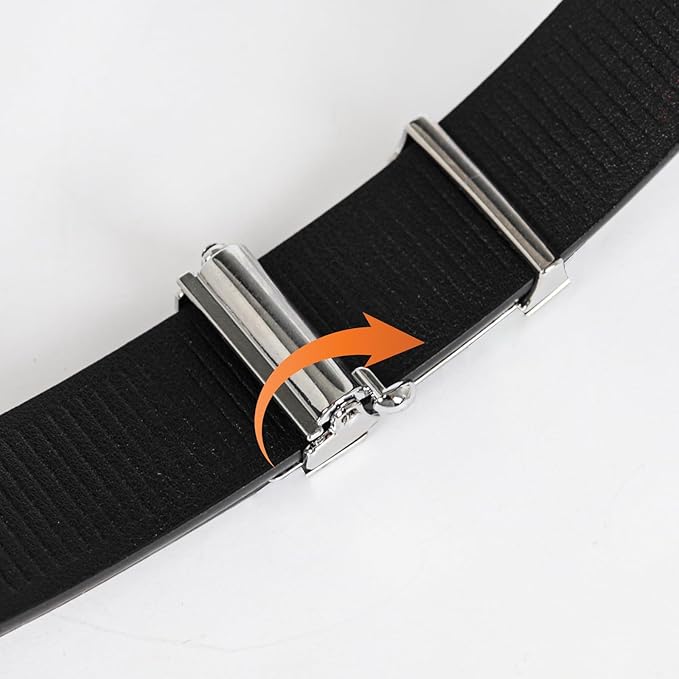 Aurolran Men&Womens Leather Dress Belt Business Automatic Buckle Belt Color-Black Silver Gold