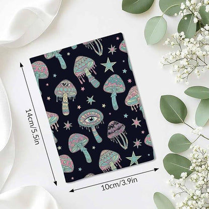 Magic Mushrooms Passport Holder for Travel Hippie Colorful Mushrooms Boho Nature PU Leather Passport Cover Wallet Cute Passport Card Holder for Women and Men