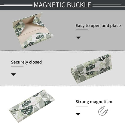 Foldable Glasses Case, Magnetic PU Leahter Sunglasses Case, Cute Hard Shell Folding Eyeglass Cases for Women Kids