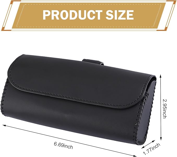 Sunglasses Holder for Car Visor, PU Leather Visor Sunglasses Holder Clip, Auto Eyeglasses Protective Storage Case, Universal Cars Sunvisor Accessories Organizer Box for Sedan, SUV, Van (Black)