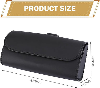Sunglasses Holder for Car Visor, PU Leather Visor Sunglasses Holder Clip, Auto Eyeglasses Protective Storage Case, Universal Cars Sunvisor Accessories Organizer Box for Sedan, SUV, Van (Black)