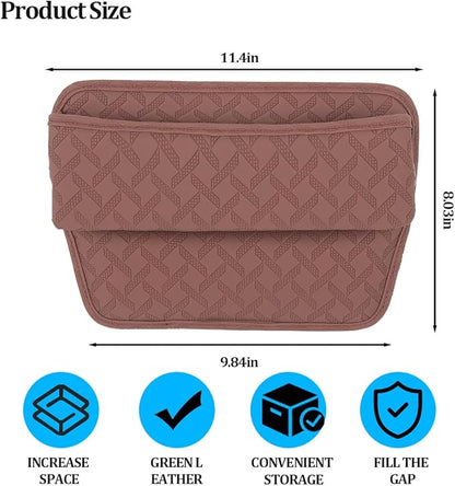 Car Seat Gap Filler Organizer, Leather Console Side Gap Filler Storage Box for Storing Phones Keys, No-Drop Automotive Seat Crevice Blocker Organizer, Universal for Truck SUV Sedan (Brown)