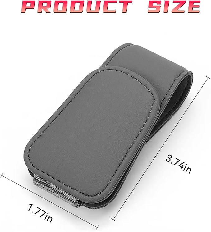 2PCS Sunglasses Holders for Car Sun Visor, Leather Eyeglasses Hanger Mounter, Magnetic Glasses Holder and Ticket Card Clip, Universal Auto Interior Accessories (Gray, 1PCS)
