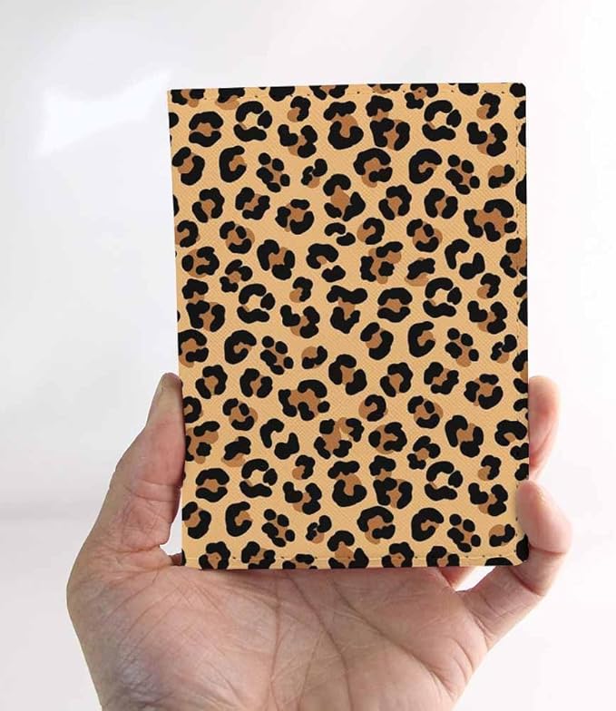 Leopard Print Passport Holder for Travel Animal Skin Texture PU Leather Passport Cover Wallet Cute Passport Card Holder for Women and Men
