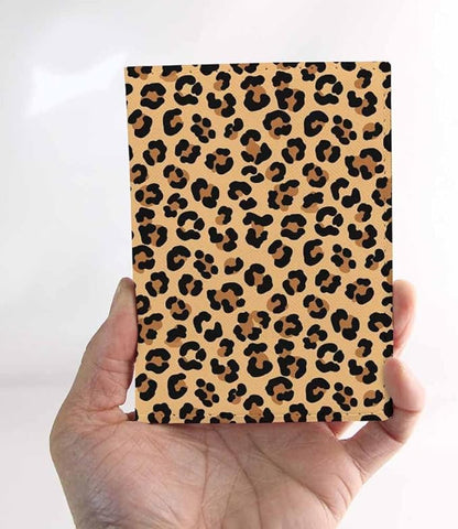 Leopard Print Passport Holder for Travel Animal Skin Texture PU Leather Passport Cover Wallet Cute Passport Card Holder for Women and Men