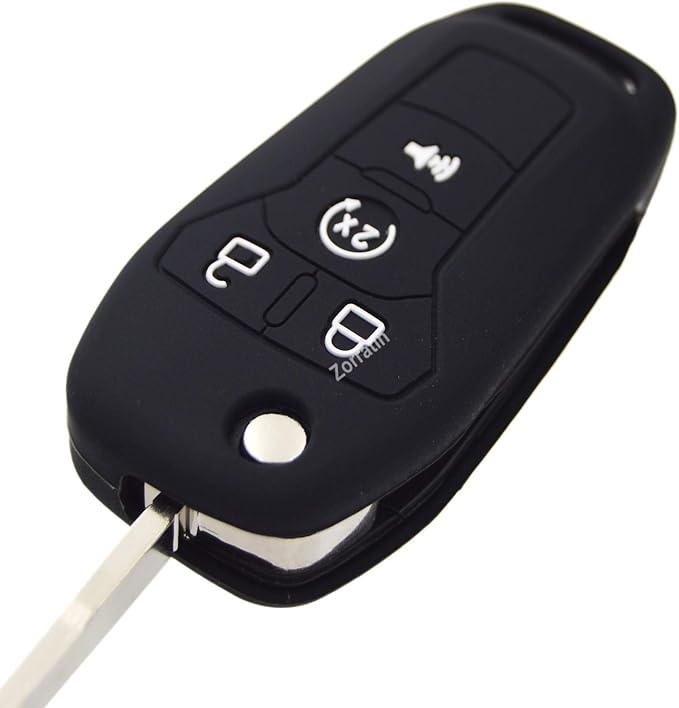 Silicone Rubber Key Fob Covers Protector for Ford F150 F250 F350 F450 F550 Raptor Ranger Transit Fusion Bronco Lightning Maverick XLT (Flip Key)