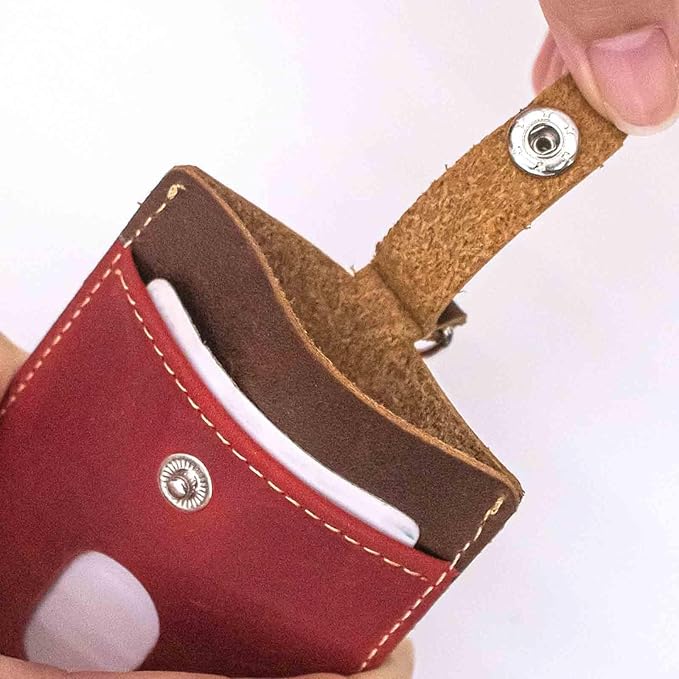 Badge Holder: Boshiho Cowhide Leather ID Badge Card Holder with 19" Neck Lanyard, Vertical Style (Brown-Red)