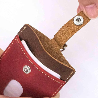 Badge Holder: Boshiho Cowhide Leather ID Badge Card Holder with 19" Neck Lanyard, Vertical Style (Brown-Red)