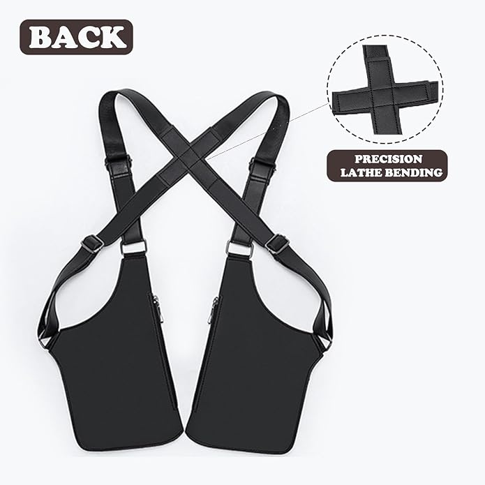 Men's Double Shoulder Armpit Bag, Premium Leather Underarm Anti-Theft Hidden Wallet Pocket, Adjustable & Vintage for Hiking