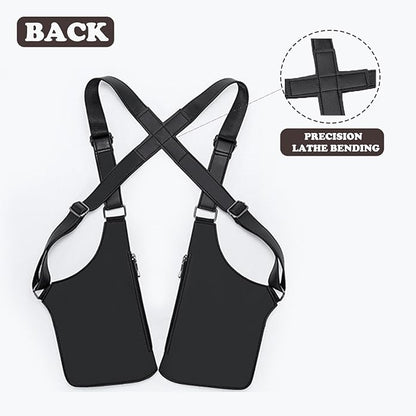 Men's Double Shoulder Armpit Bag, Premium Leather Underarm Anti-Theft Hidden Wallet Pocket, Adjustable & Vintage for Hiking