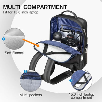BOPai Laptop Backpack Men for 15.6 inch Business Smart Professional Lightweight Backpack with USB Charging Office Commuter Computer Rucksack Executive Anti Theft Black