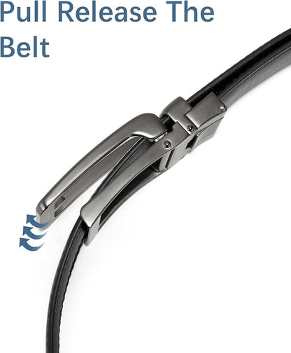 BOSTANTEN Ratchet Leather Belt For Men 2 Pack Dress and Casual with Adjustable Buckle, Trim to Fit