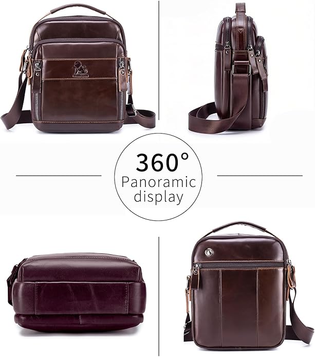 Premium Leather Men's Crossbody -Organized Storage & Durable,Stylish for Daily Carry