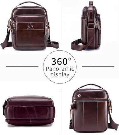 Premium Leather Men's Crossbody -Organized Storage & Durable,Stylish for Daily Carry