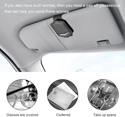 KVAEY Sunglasses Holders for Car Sun Visor, Magnetic Auto Visor Eyeglasses Holder Ticket Card Clip, Multifunctional Leather Sun Visor Glasses Hanger Mount Clip, Car Accessories (Black)